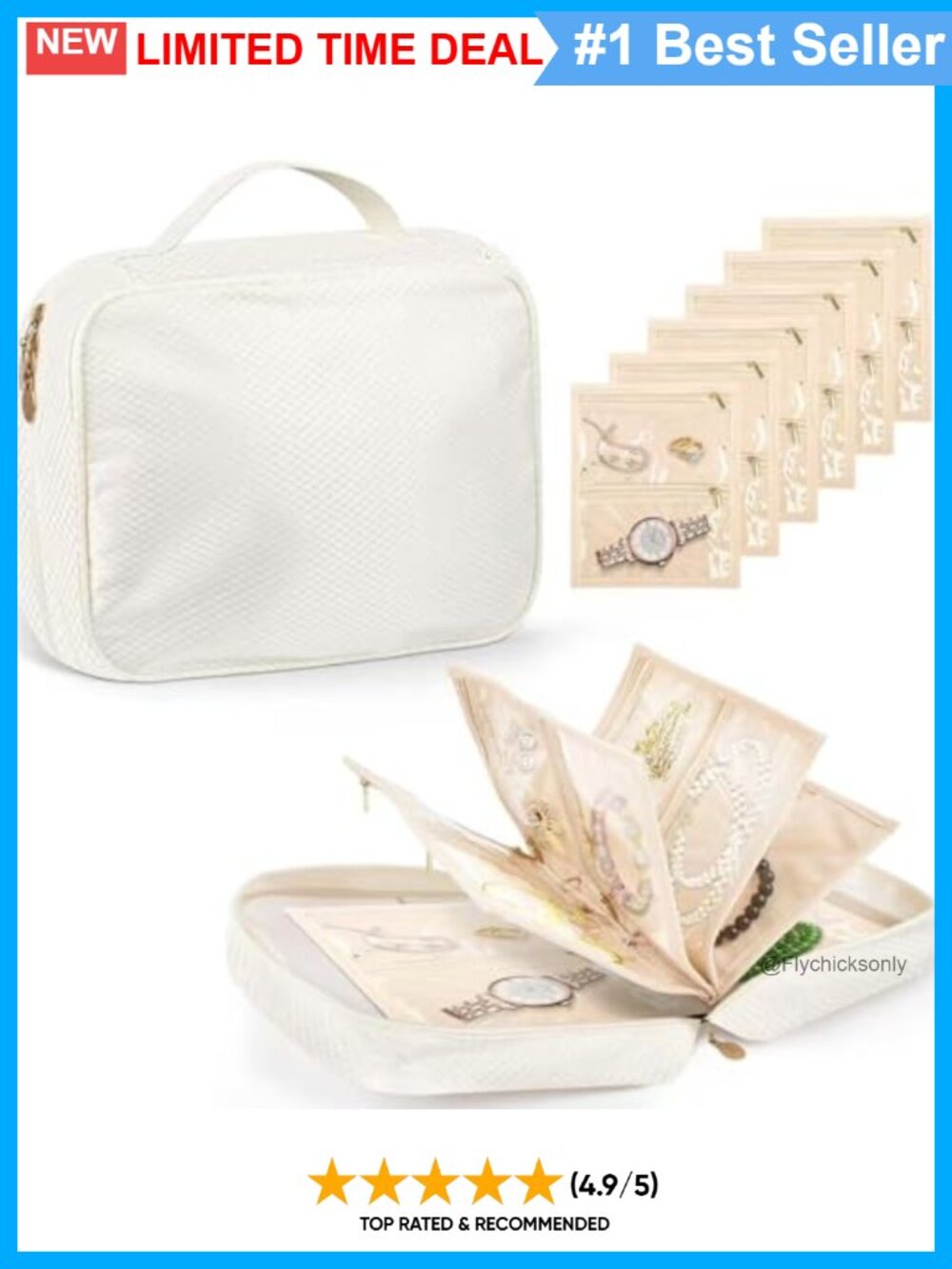 Travel Jewelry Organizer Case Foldable Multi-Layer Storage Bag Waterproof